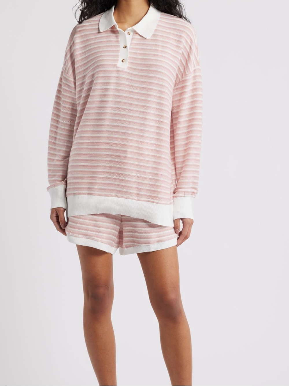 Petal & Pup Dealia Stripe Polo Sweater & Shorts Set